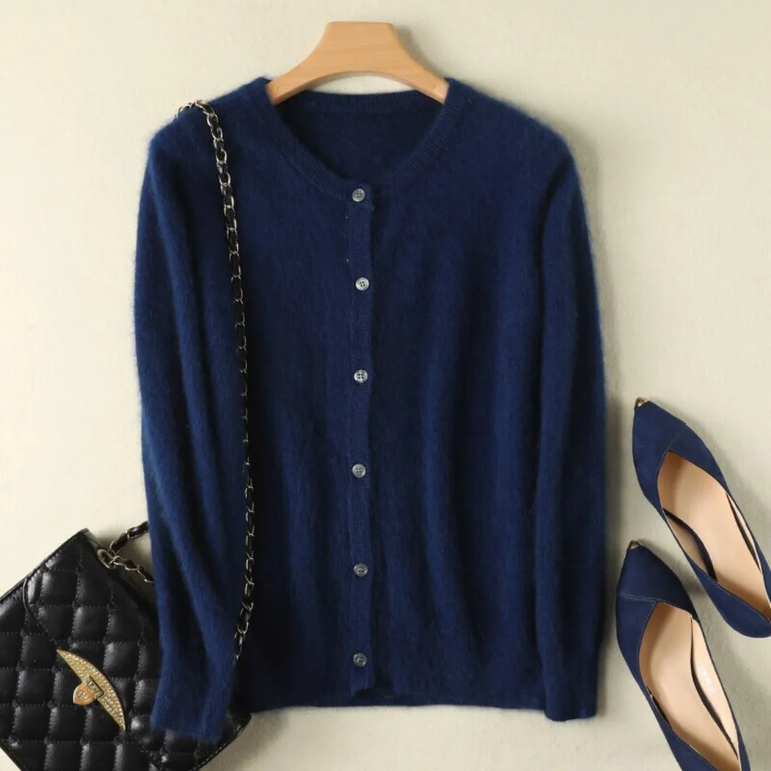 Cardigan Clássico com Gola Redonda em Cashmere -  Day By Day