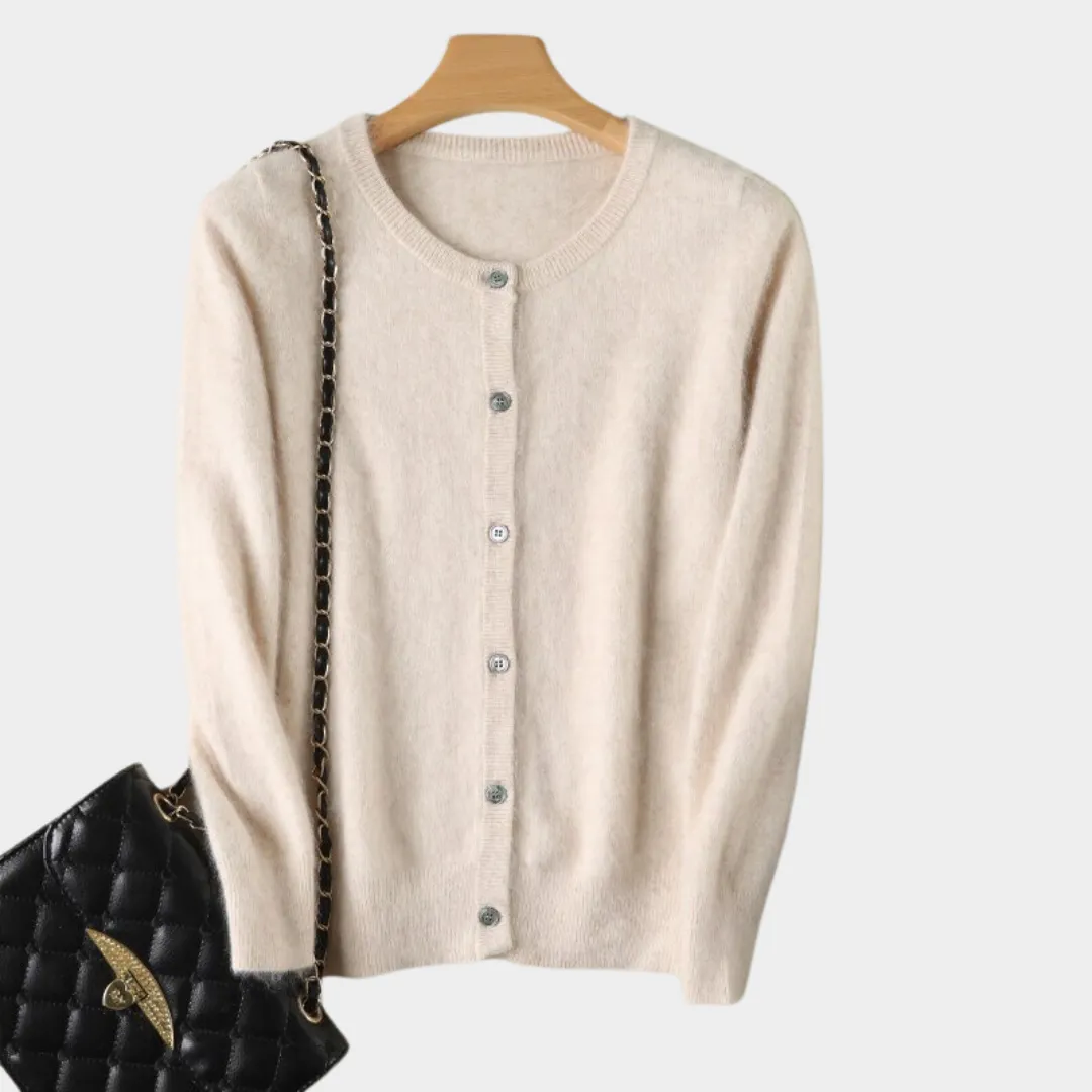 Cardigan Clássico com Gola Redonda em Cashmere -  Day By Day
