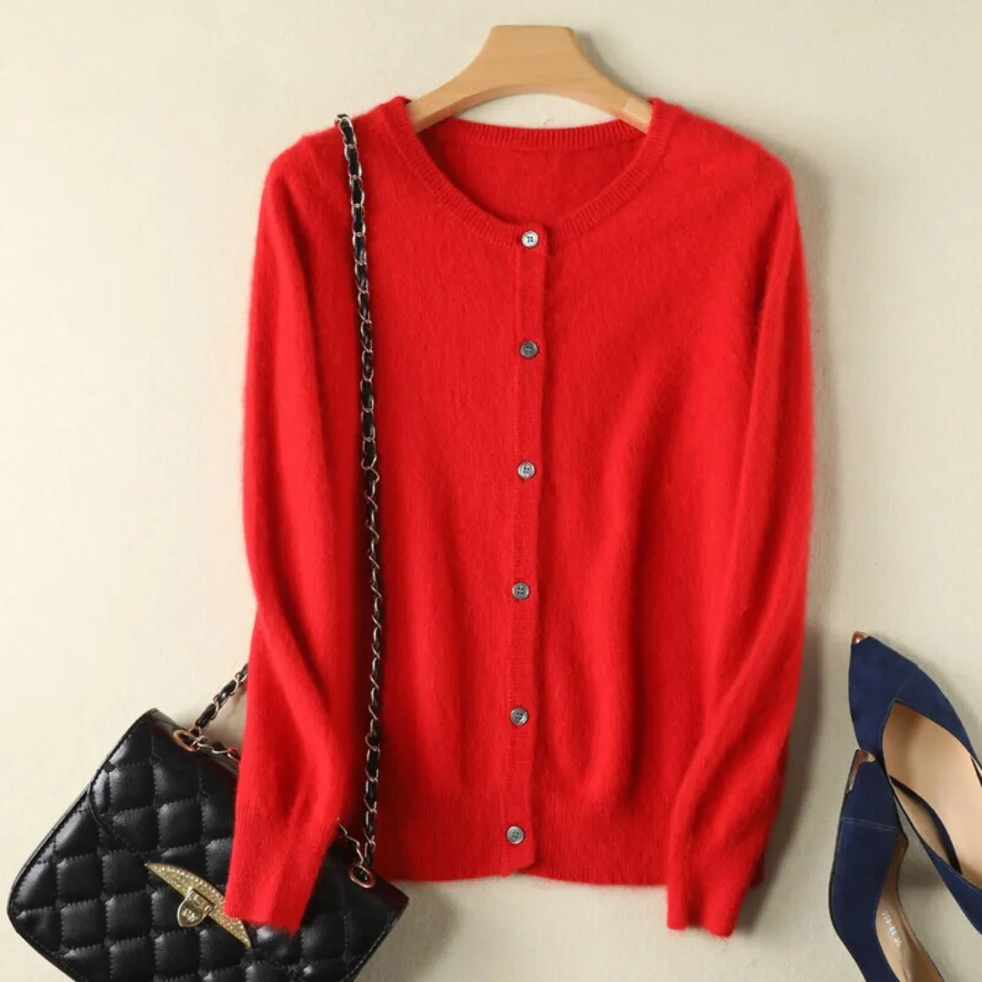 Cardigan Clássico com Gola Redonda em Cashmere -  Day By Day