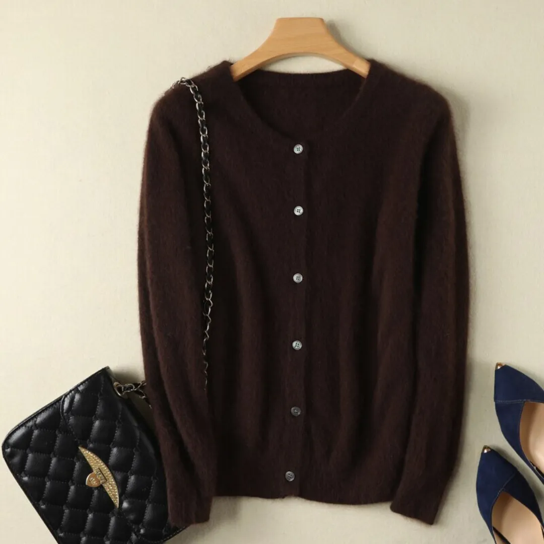 Cardigan Clássico com Gola Redonda em Cashmere -  Day By Day