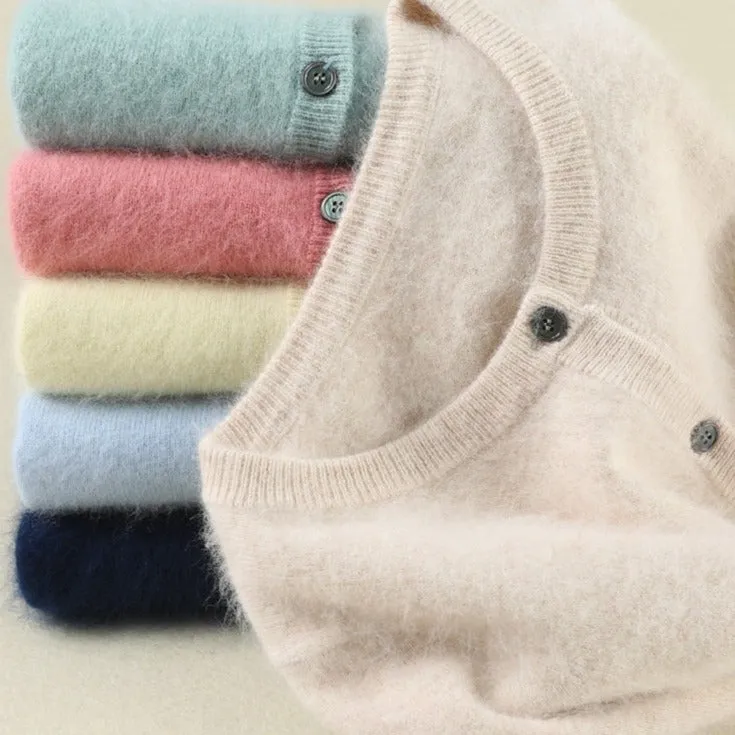 Cardigan Clássico com Gola Redonda em Cashmere -  Day By Day