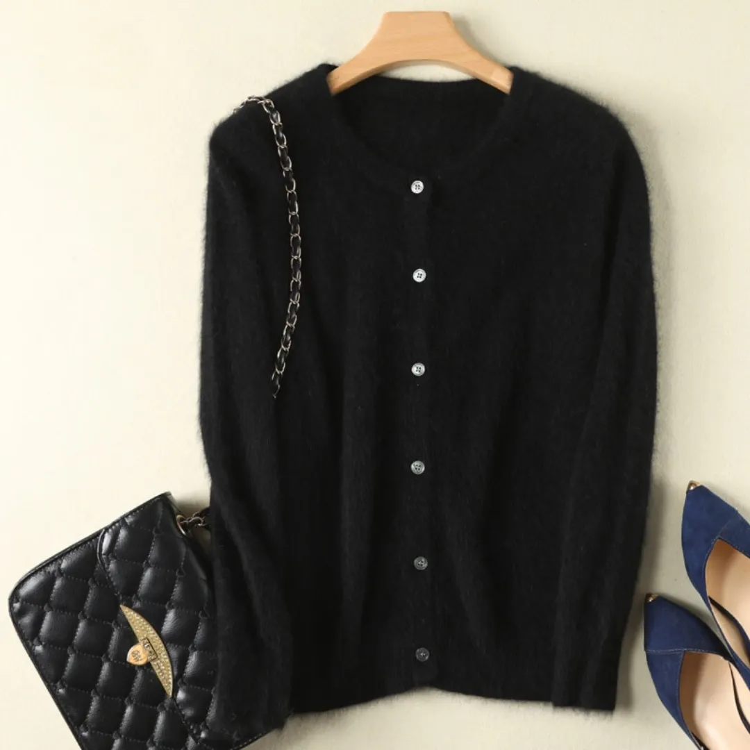 Cardigan Clássico com Gola Redonda em Cashmere -  Day By Day