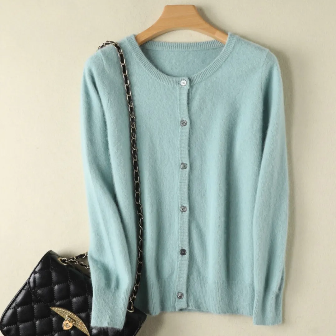 Cardigan Clássico com Gola Redonda em Cashmere -  Day By Day