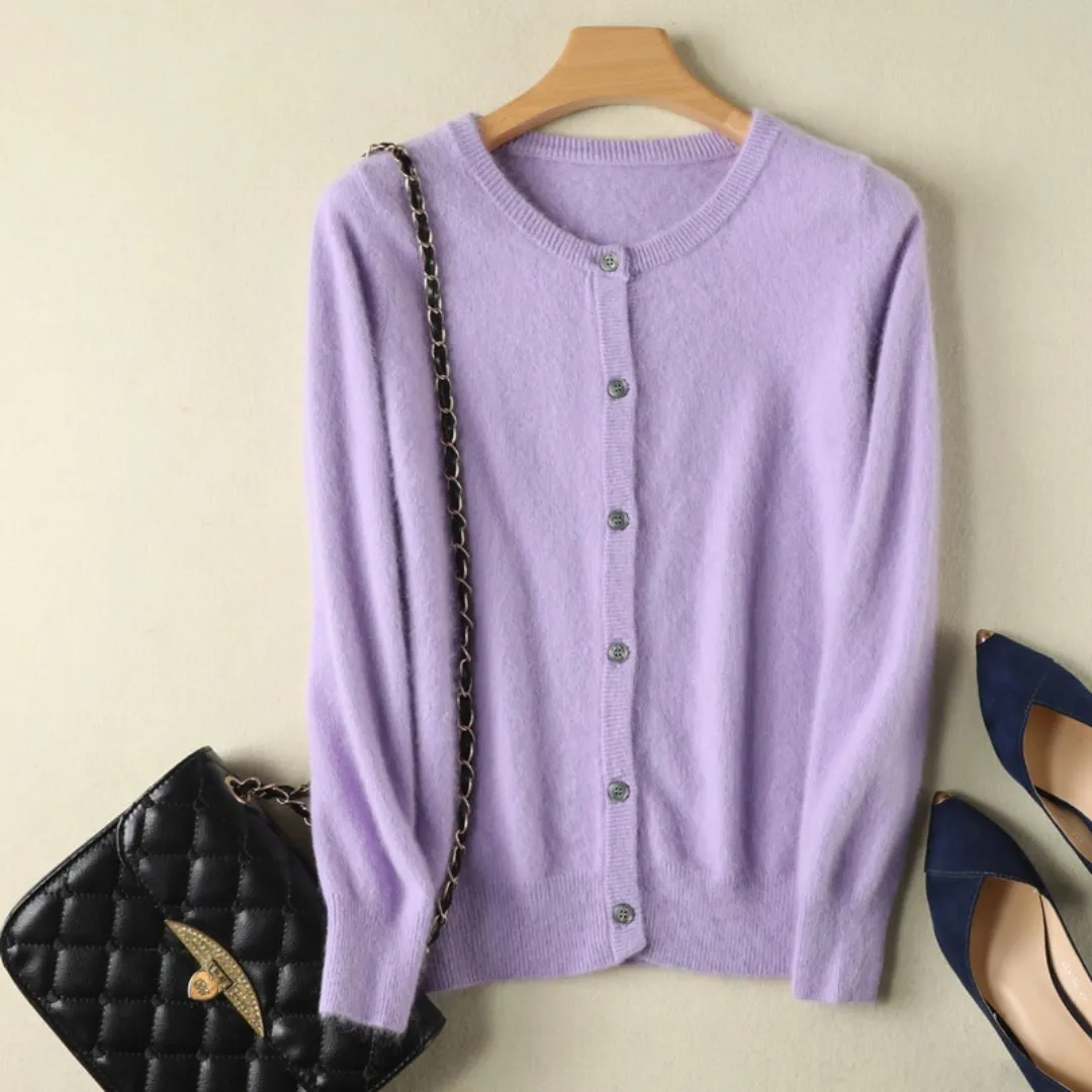 Cardigan Clássico com Gola Redonda em Cashmere -  Day By Day