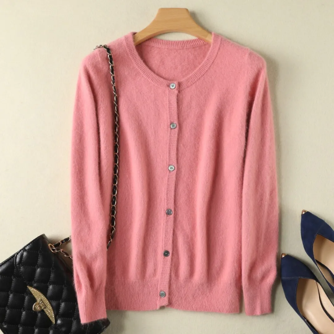 Cardigan Clássico com Gola Redonda em Cashmere -  Day By Day
