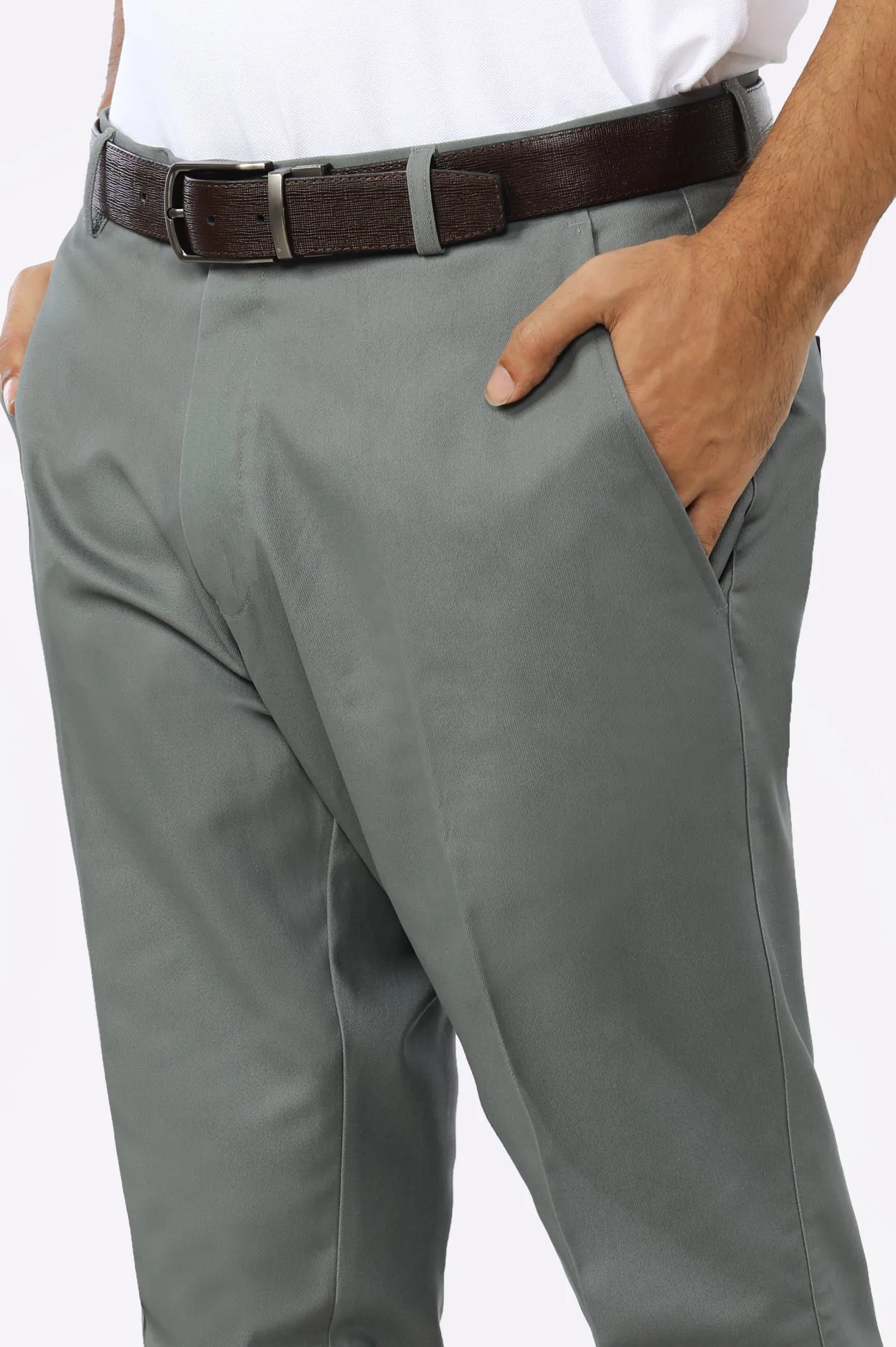 Charcoal Cotton Regular Fit Trouser