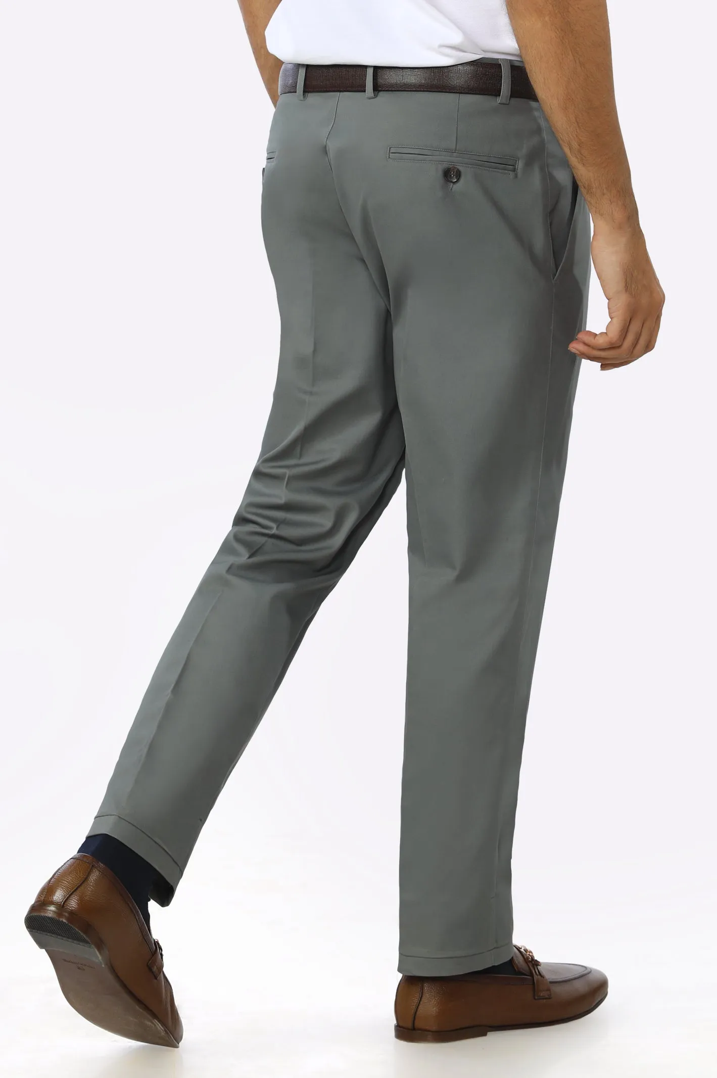 Charcoal Cotton Regular Fit Trouser