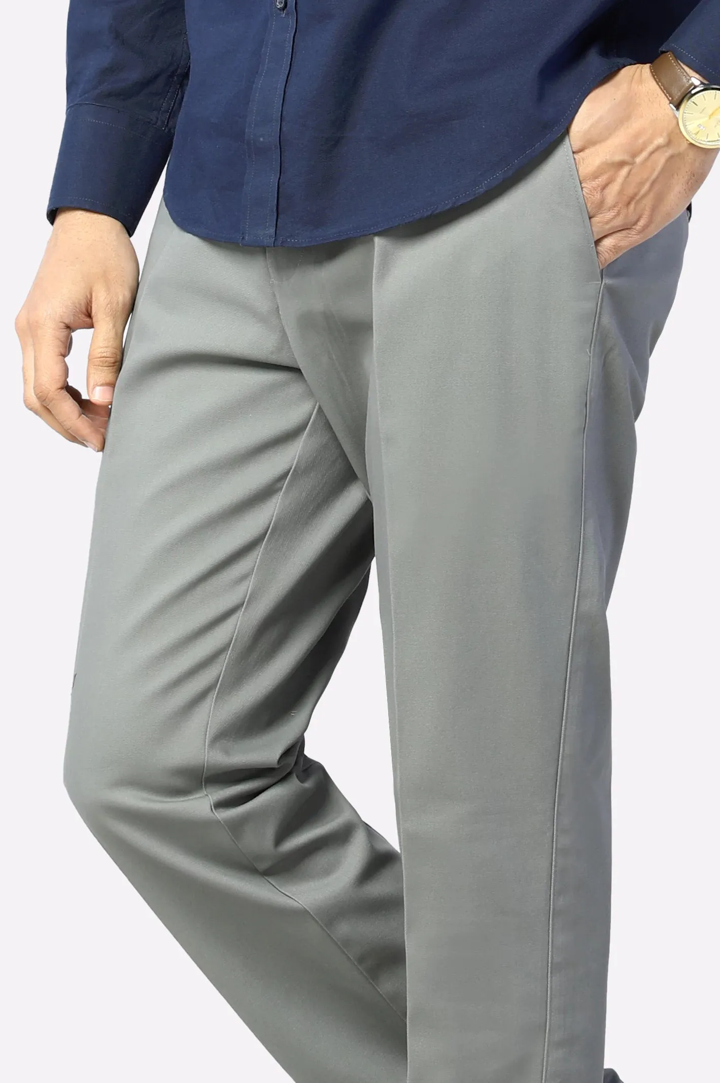 Charcoal Regular Fit Cotton Trouser
