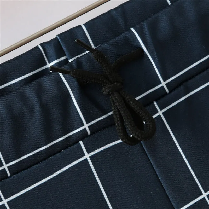 Chinos Plaid Straight Trousers
