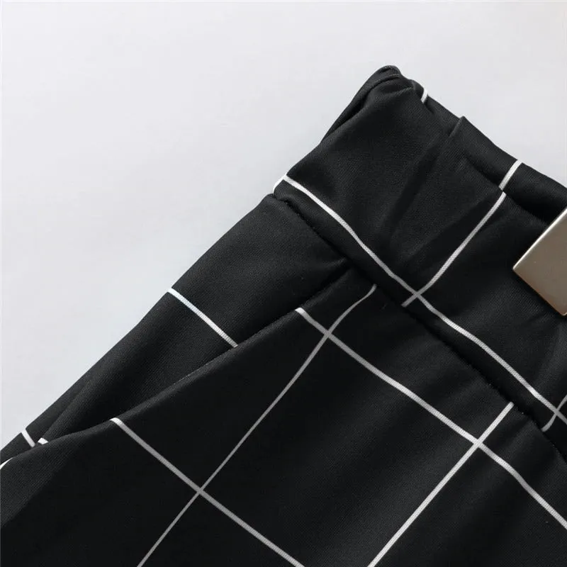 Chinos Plaid Straight Trousers