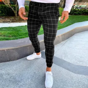 Chinos Plaid Straight Trousers
