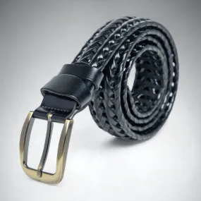 Chokore Unisex Braided Genuine Leather Belt (Black)