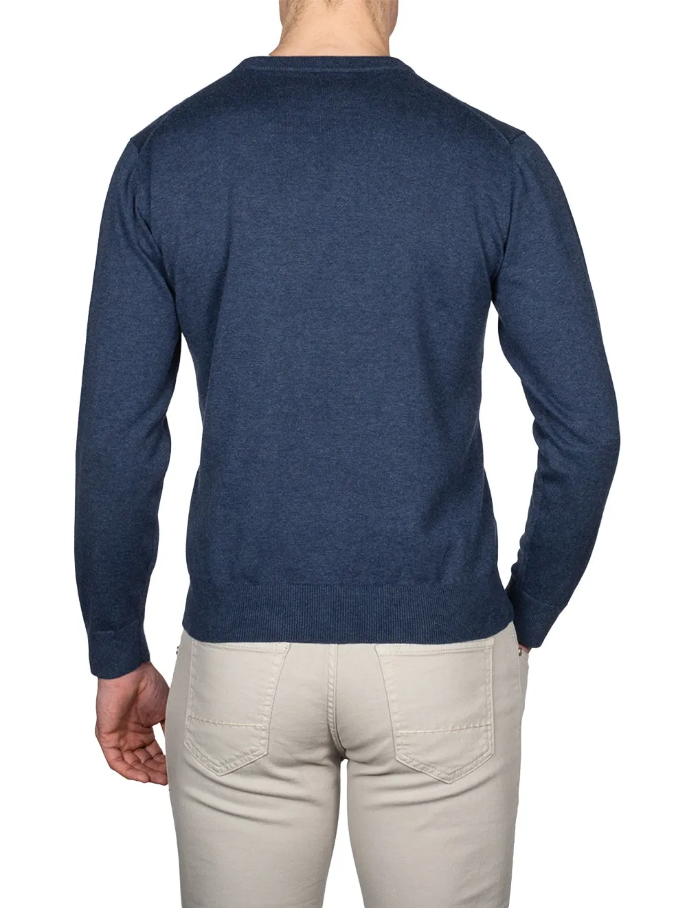 Classic Cotton C-neck Dark Jeansblue Melange