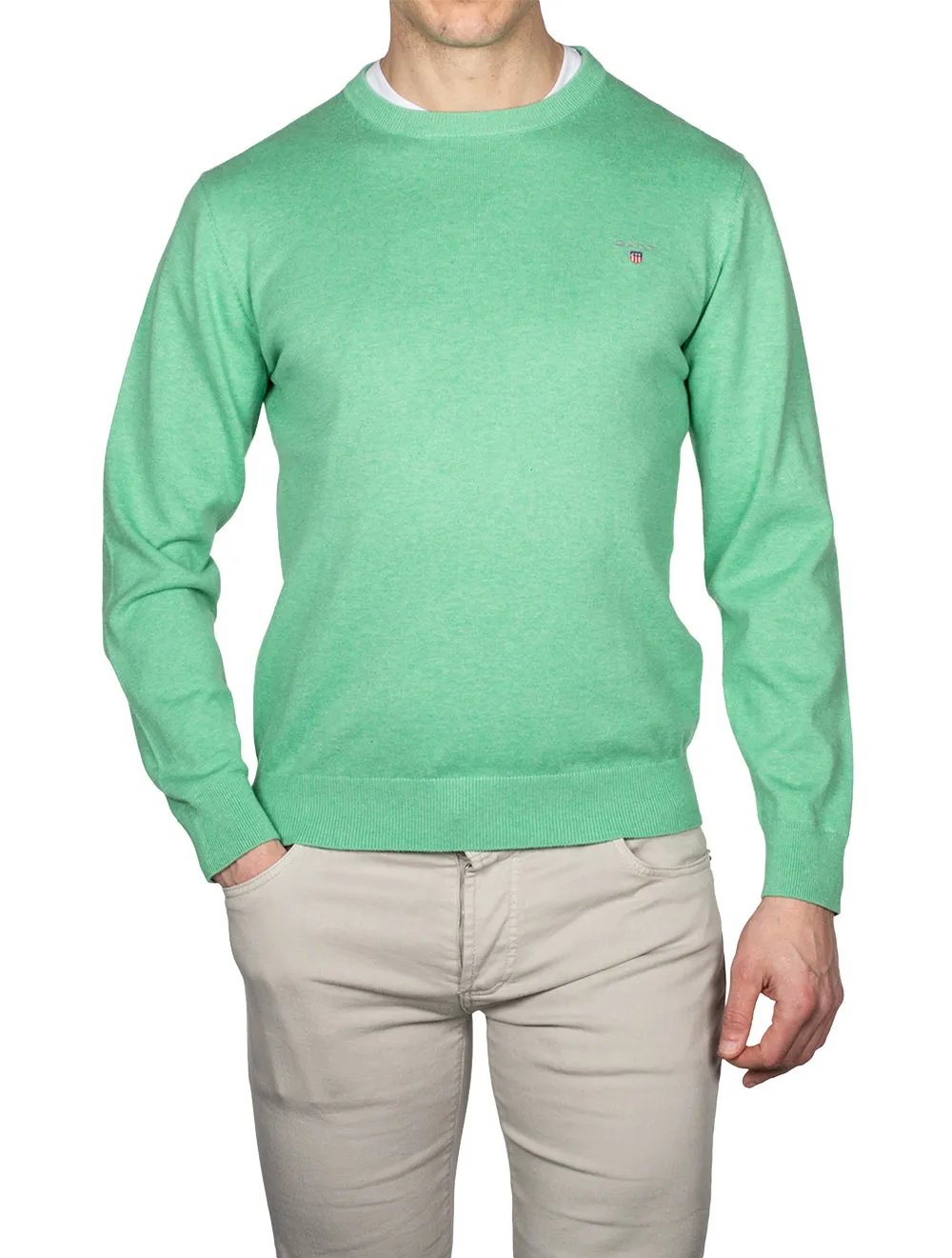 Classic Cotton C-neck Ocean Green Melange
