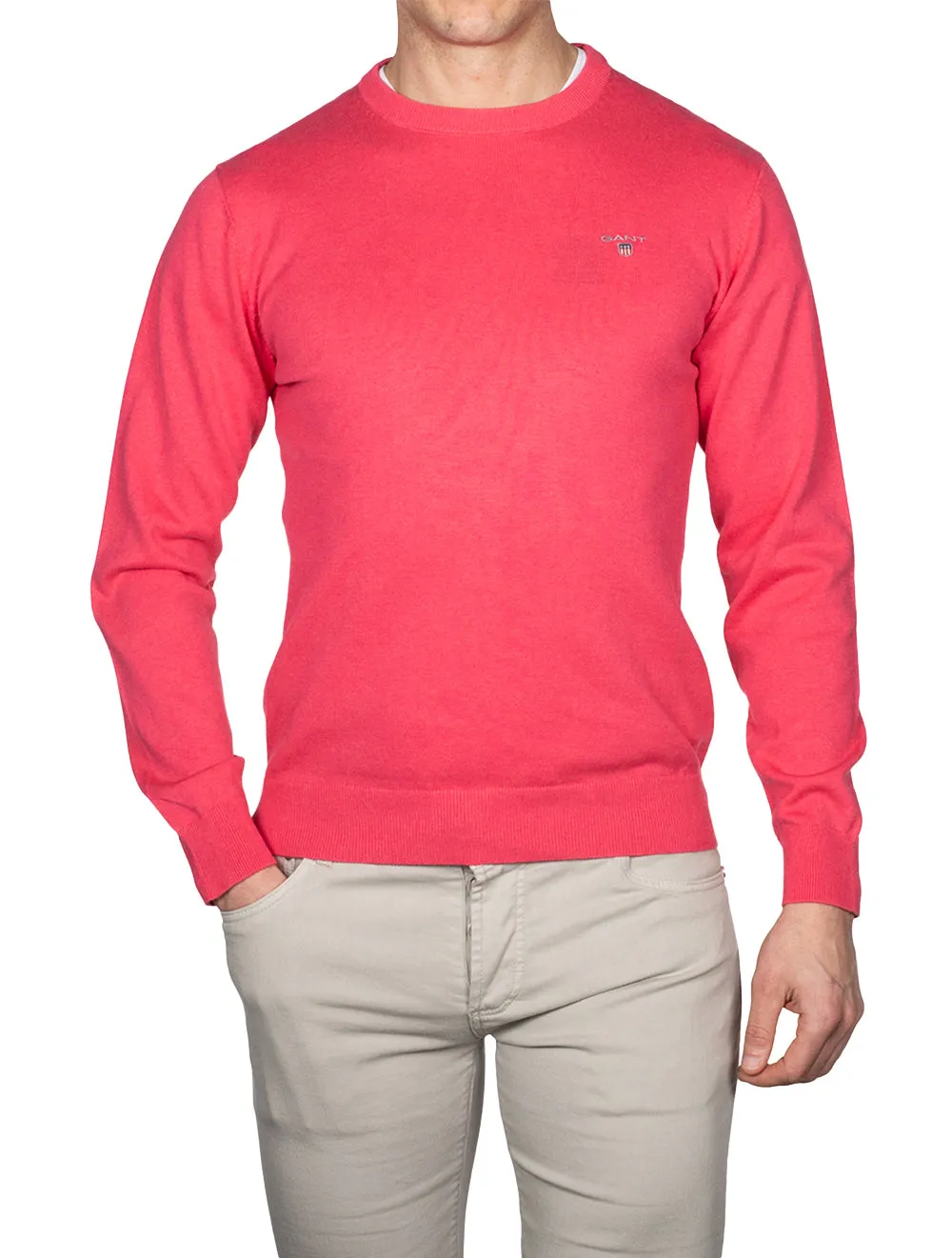 Classic Cotton Crewneck Pink Melange