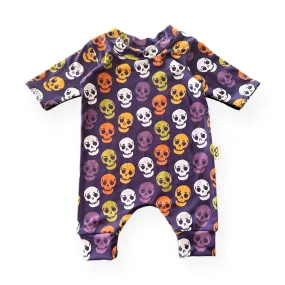 Colorful Skulls Harem Romper