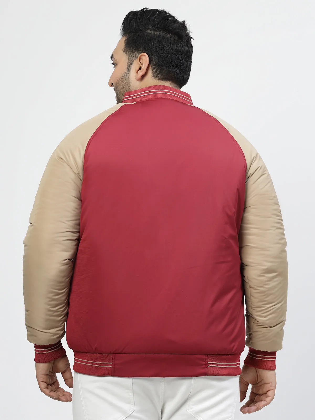 Colourblocked Stand Collar Bomber Jacket