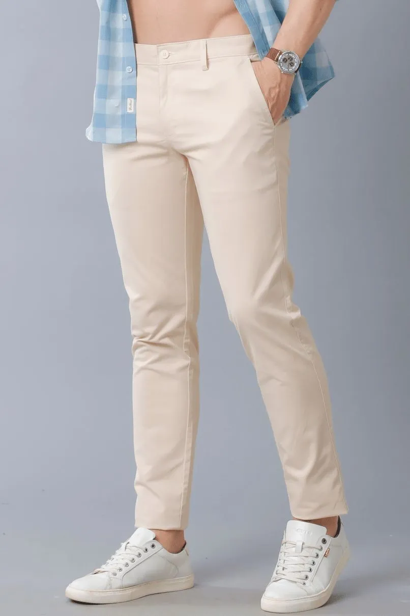 CREAM - 2 way stretch - COTTON PANT