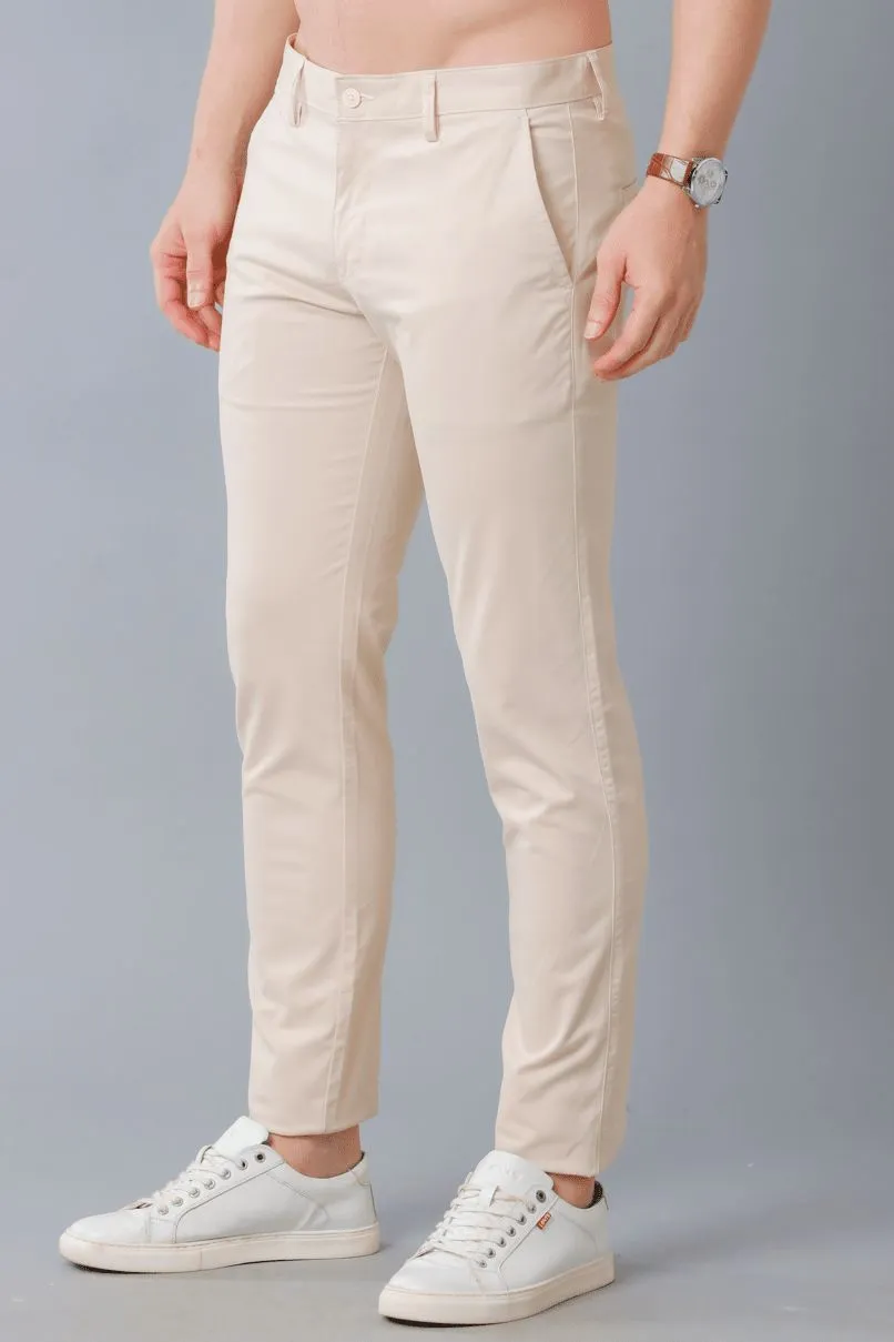 CREAM - 2 way stretch - COTTON PANT