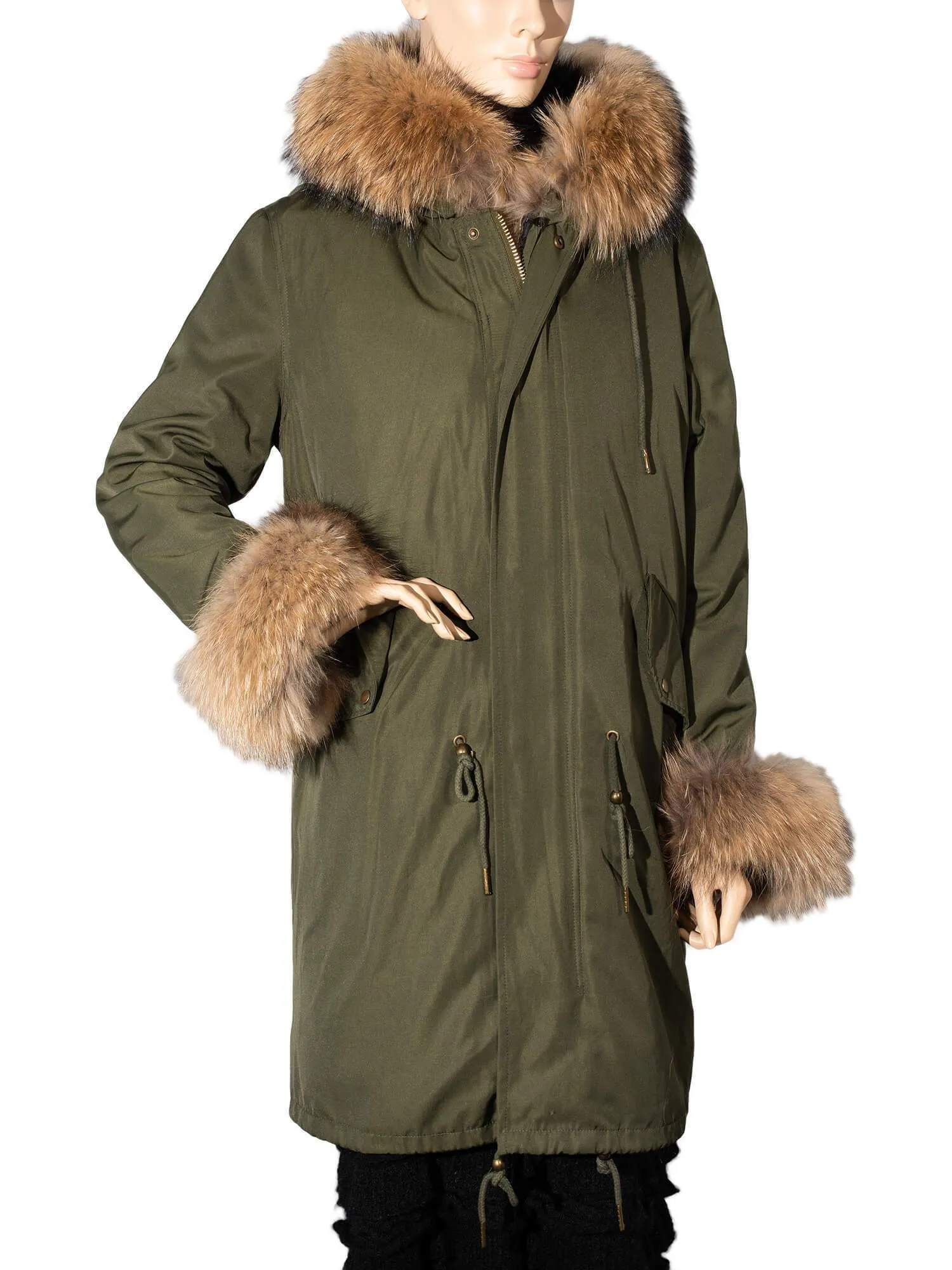 Custom Fox Fur Lined Coat Green