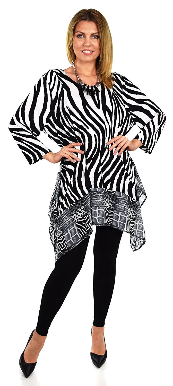 Dare2bStylish Tunic, Women Tunic, Zebra Print Tunic  Zebra print Top in Plus Size Tunic
