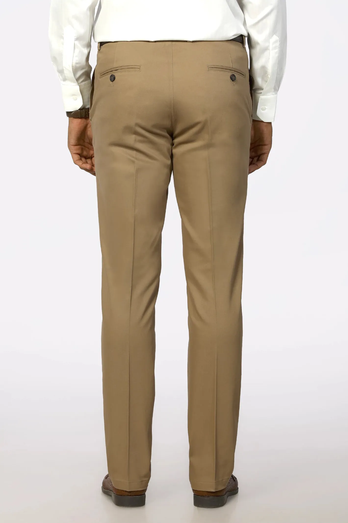 Dark Khaki Cotton Regular Fit Trouser