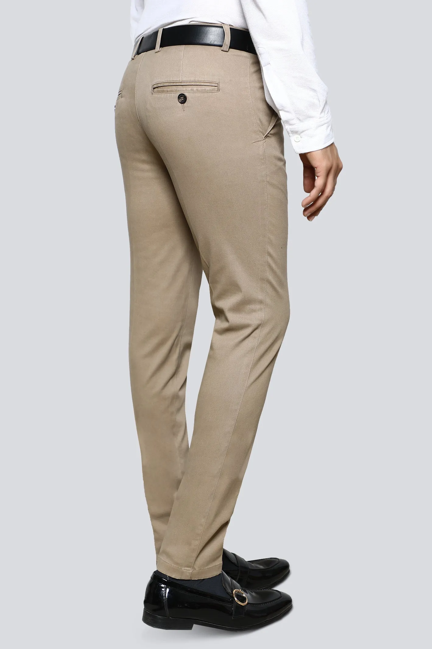 Dark Khaki Cotton Smart Fit Trouser