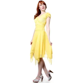 Evanese Women's double layered asymmetrical handkerchief skirt cocktail dress
