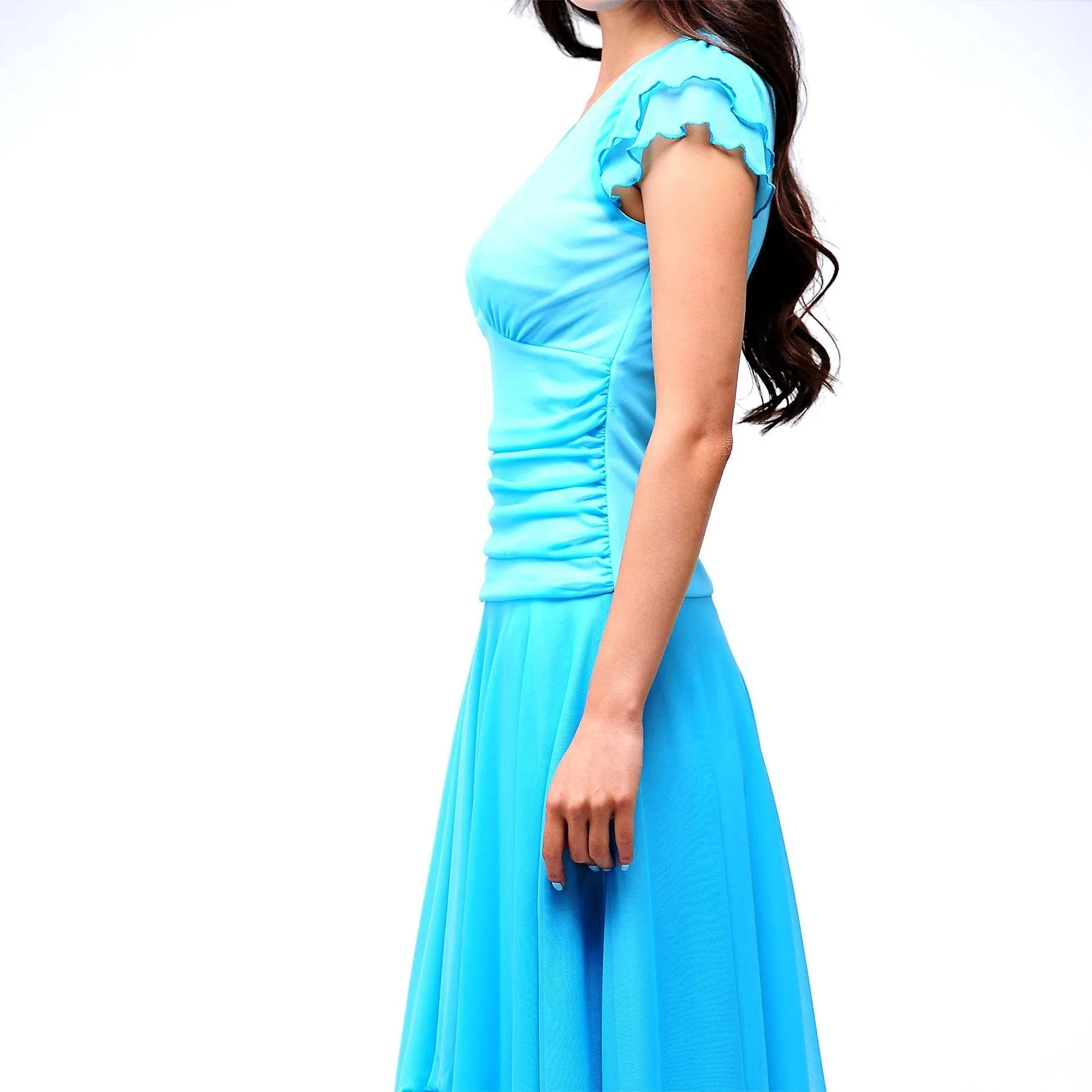 Evanese Women's double layered asymmetrical handkerchief skirt cocktail dress