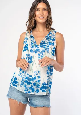 Floral Sheer Tie Front Tank Top