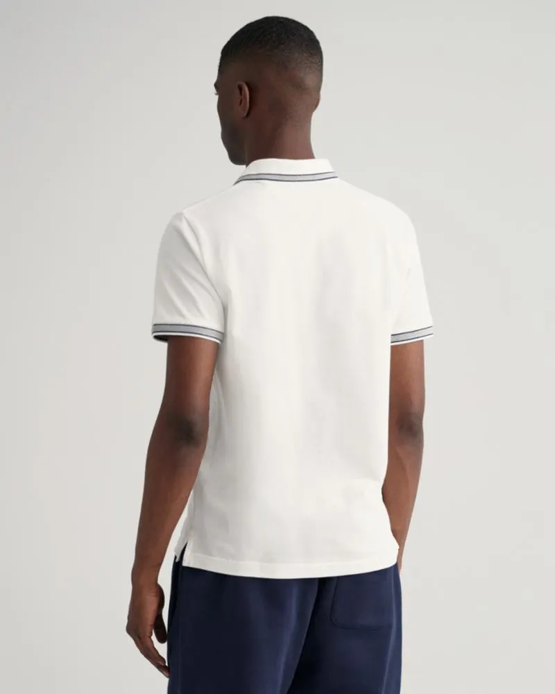Gant Apparel Mens HERRINGBONE TIPPING PIQUE 113/EGGSHELL