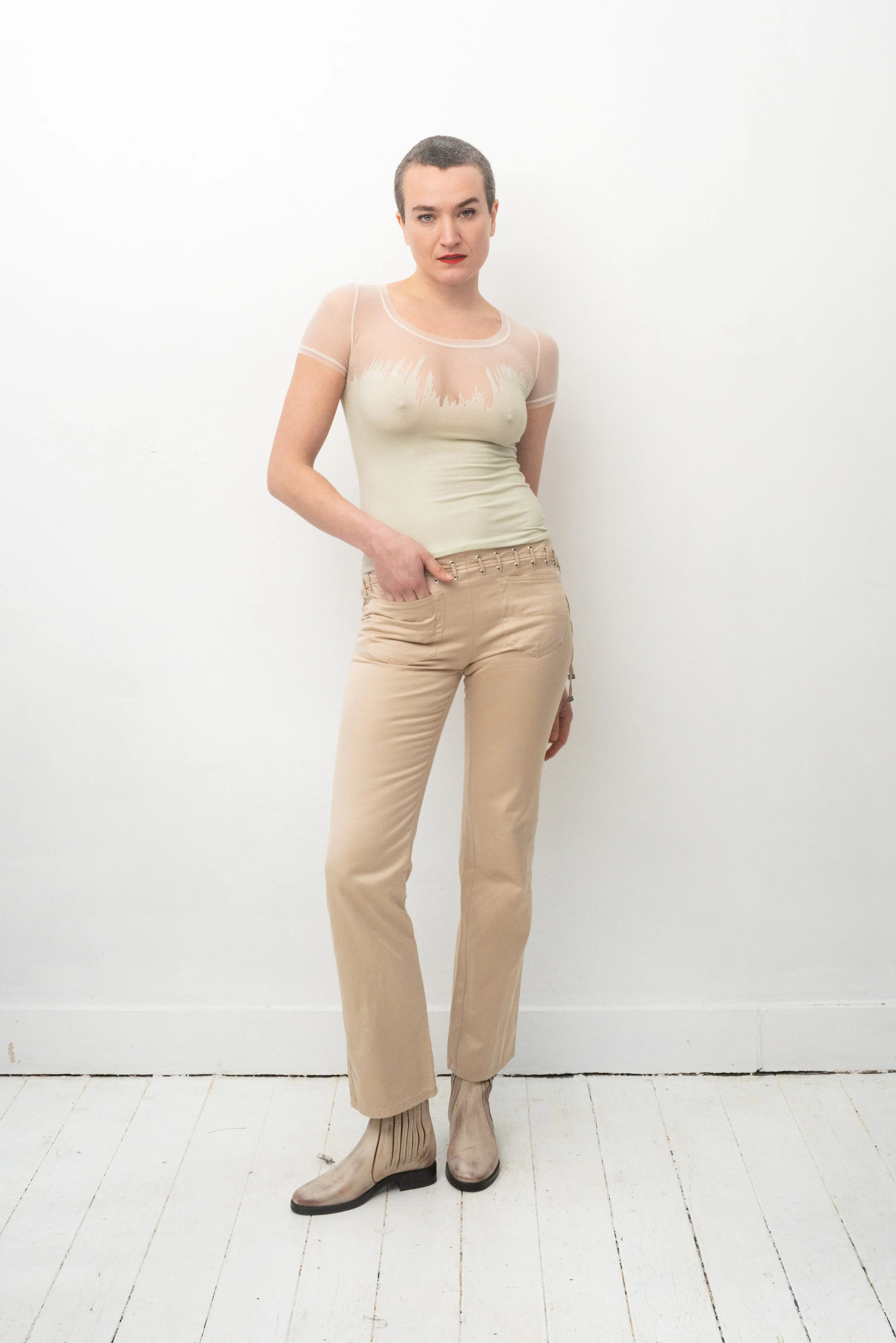 Gianfranco Ferre 90's beige laced up trousers