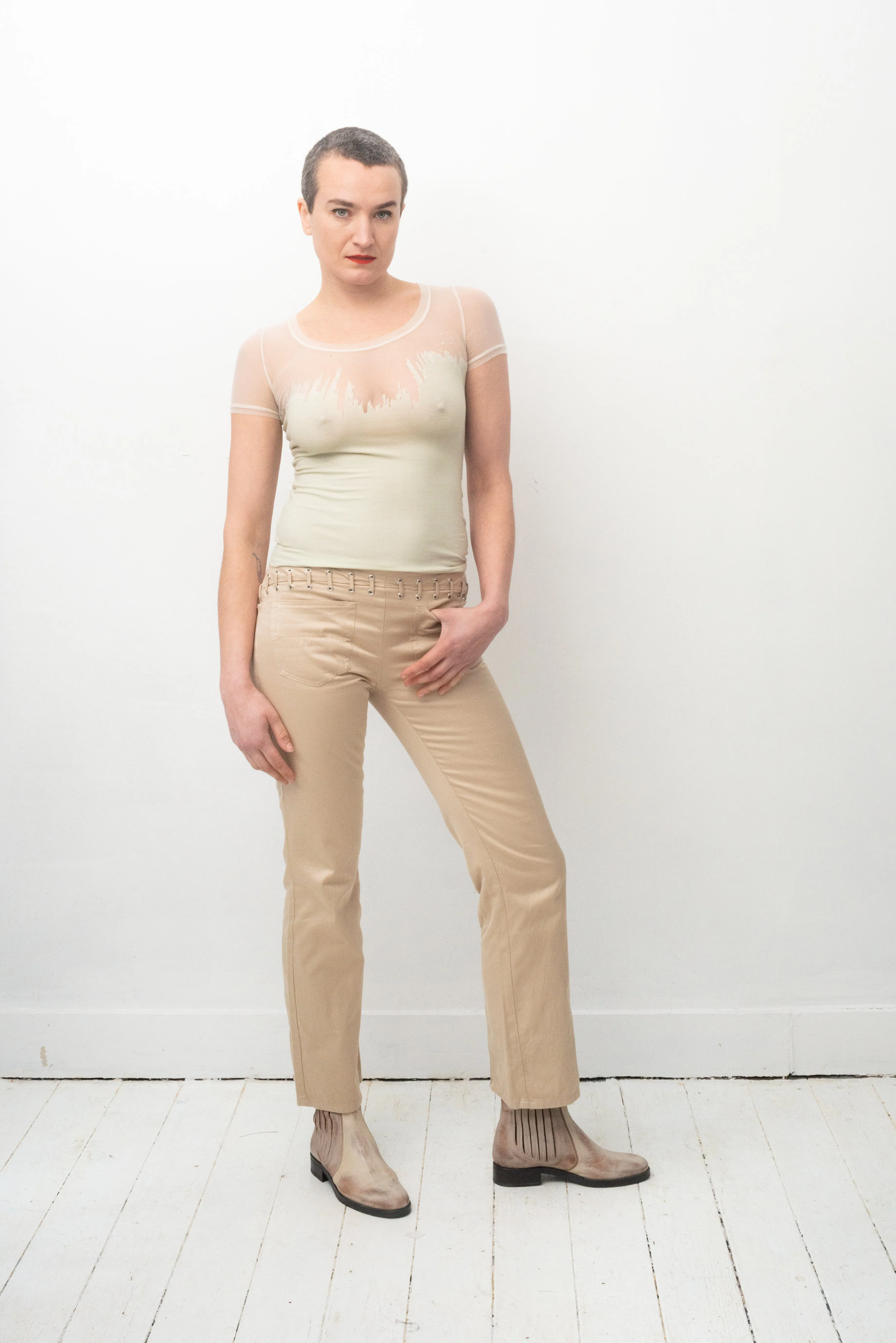 Gianfranco Ferre 90's beige laced up trousers