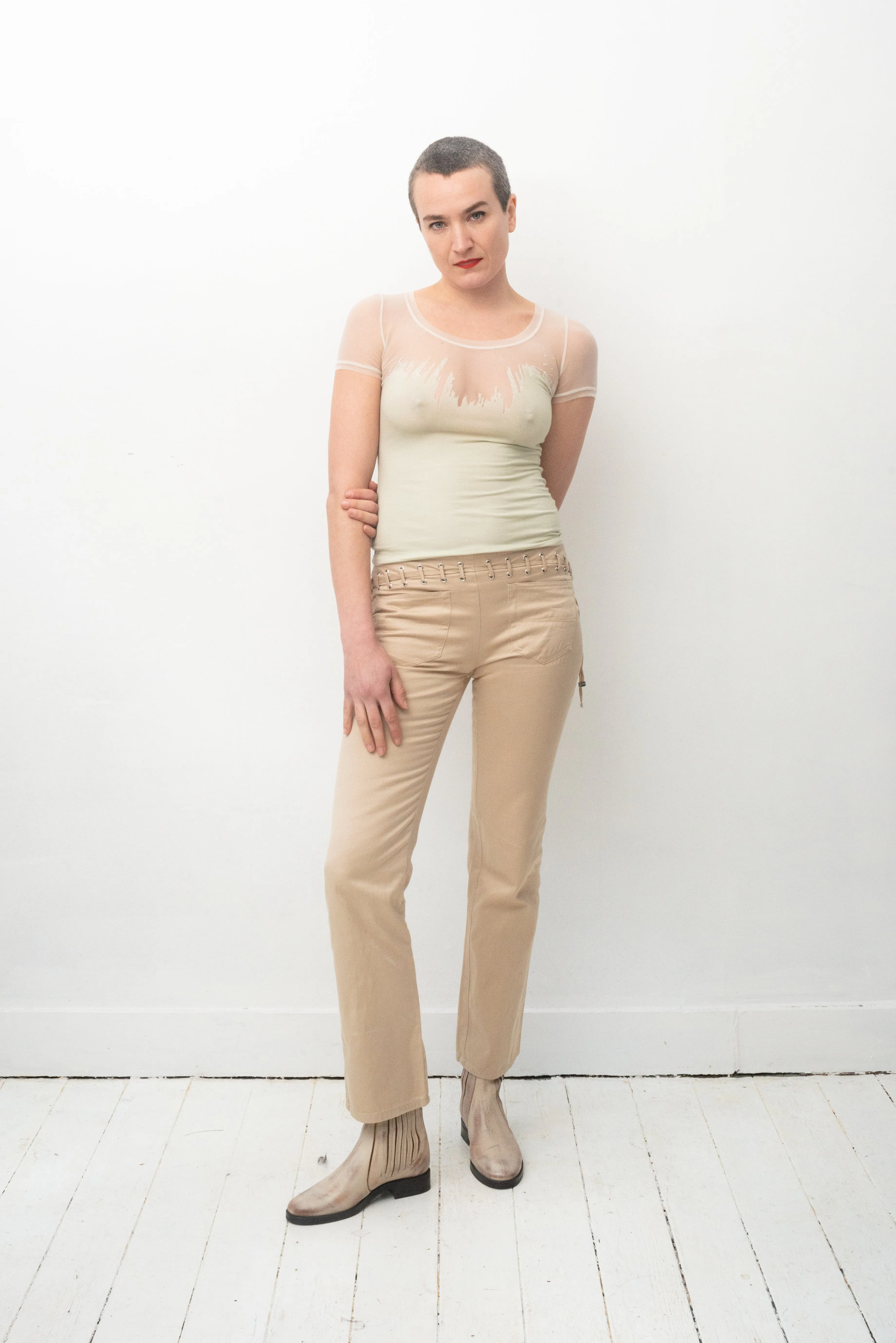 Gianfranco Ferre 90's beige laced up trousers
