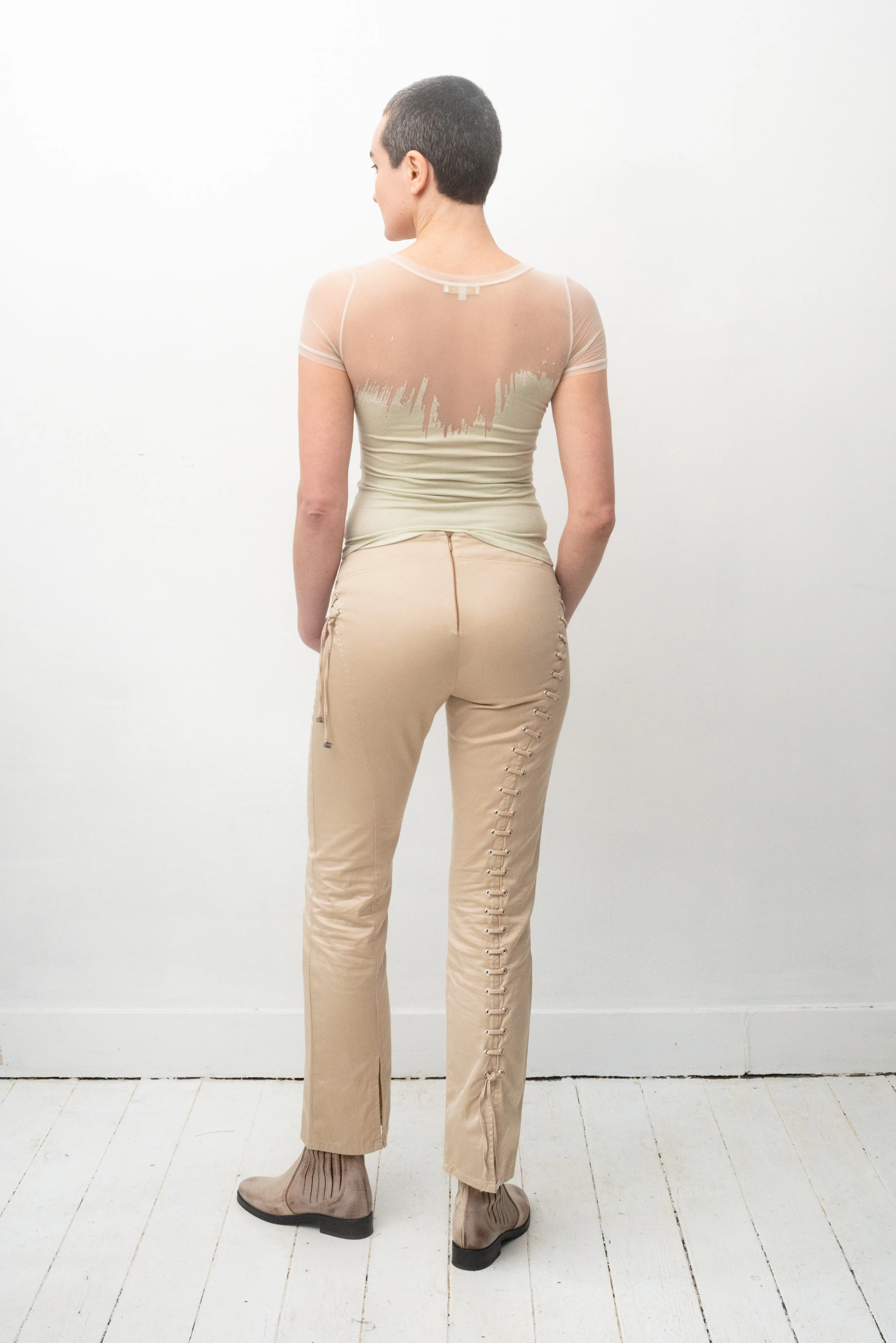 Gianfranco Ferre 90's beige laced up trousers