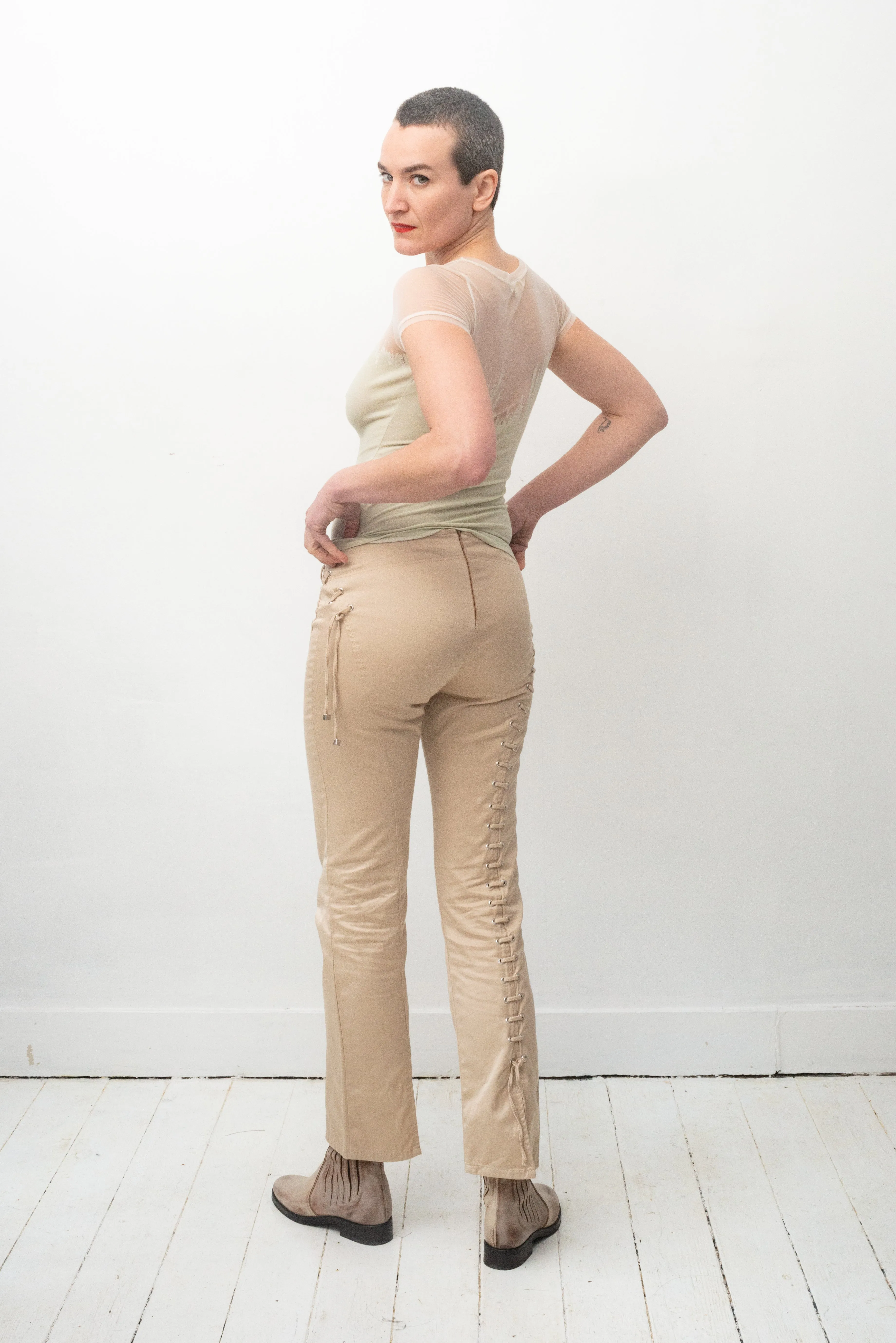 Gianfranco Ferre 90's beige laced up trousers