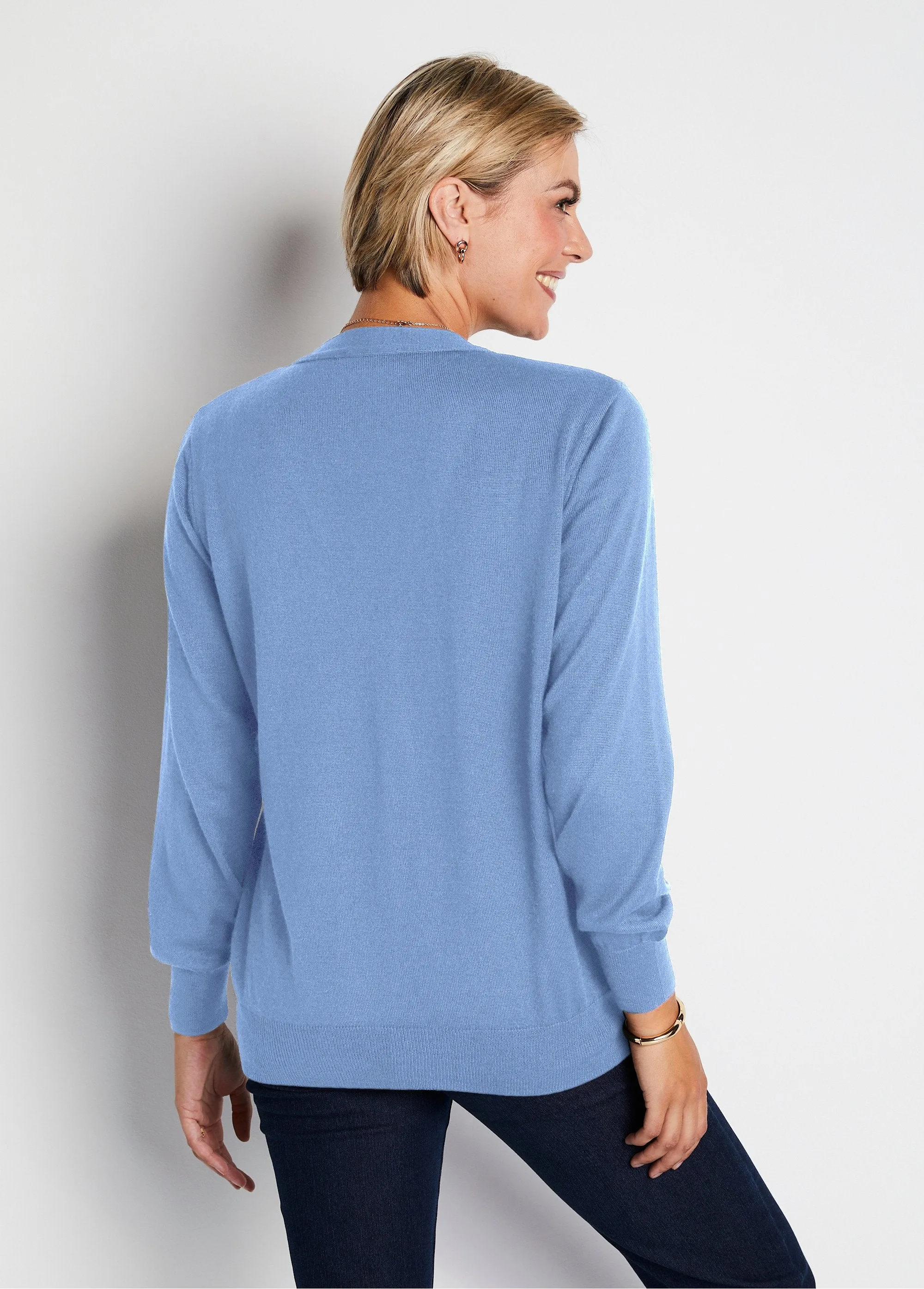 Gilet boutonné col V avec laine mérinos