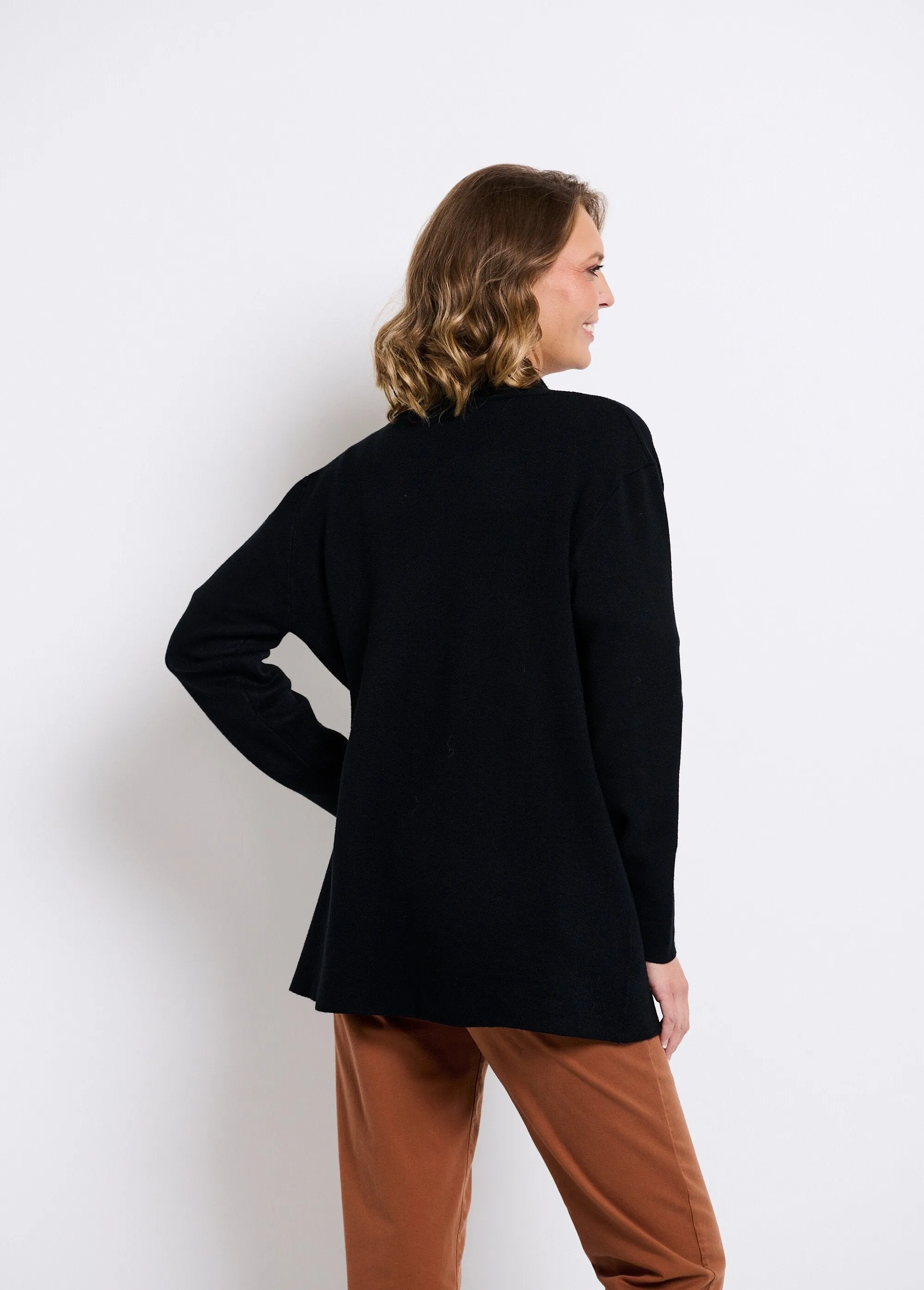 Gilet long maille épaisse col chale