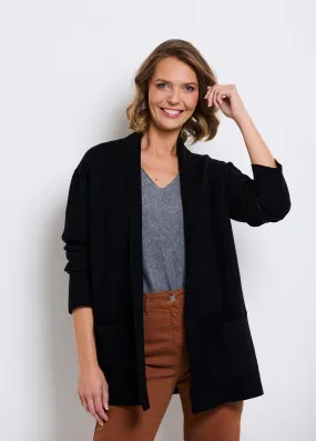 Gilet long maille épaisse col chale