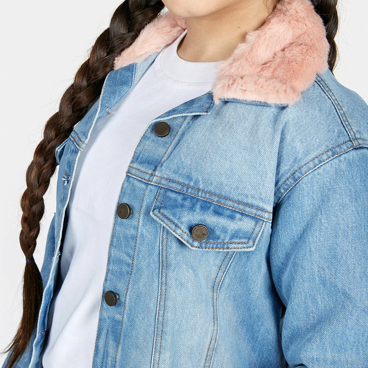 Girls Sherpa Denim Jacket