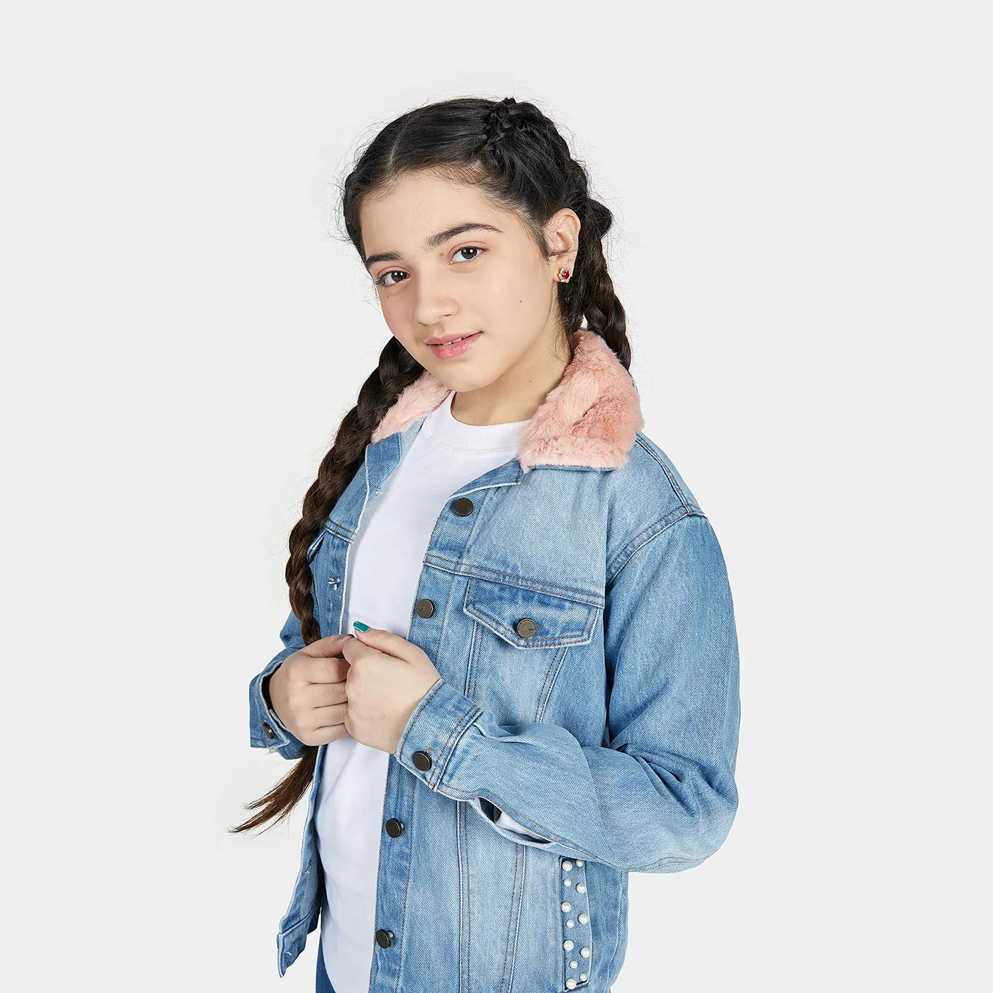Girls Sherpa Denim Jacket