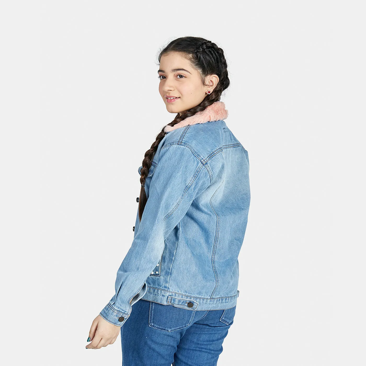 Girls Sherpa Denim Jacket
