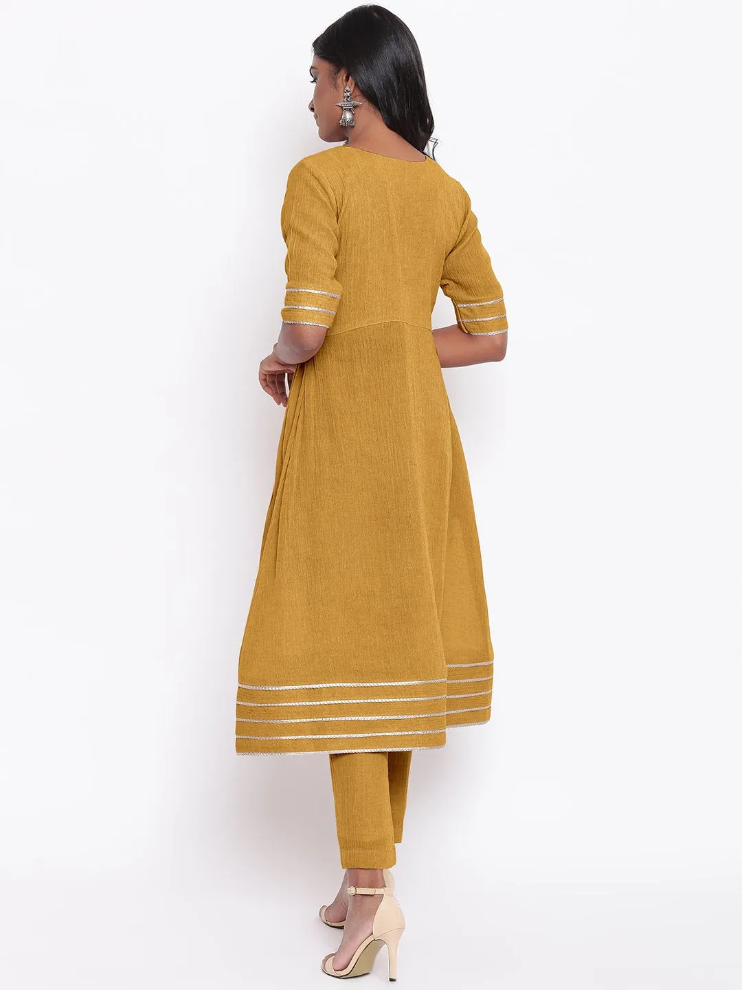 Green Gota Slit Kurta Set