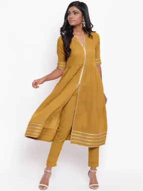 Green Gota Slit Kurta Set