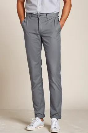 Grey Textured Cotton Chinos Pants