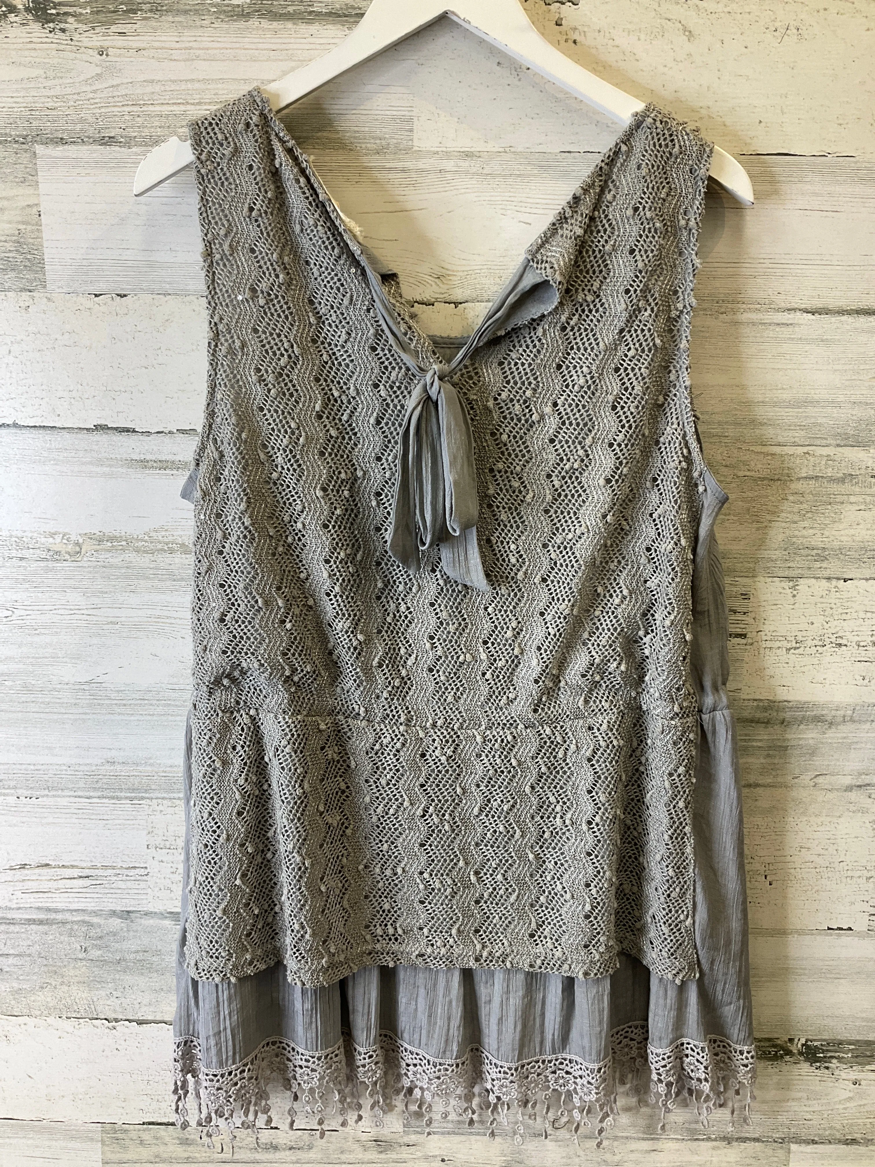 Grey Tunic Sleeveless Clothes Mentor, Size L