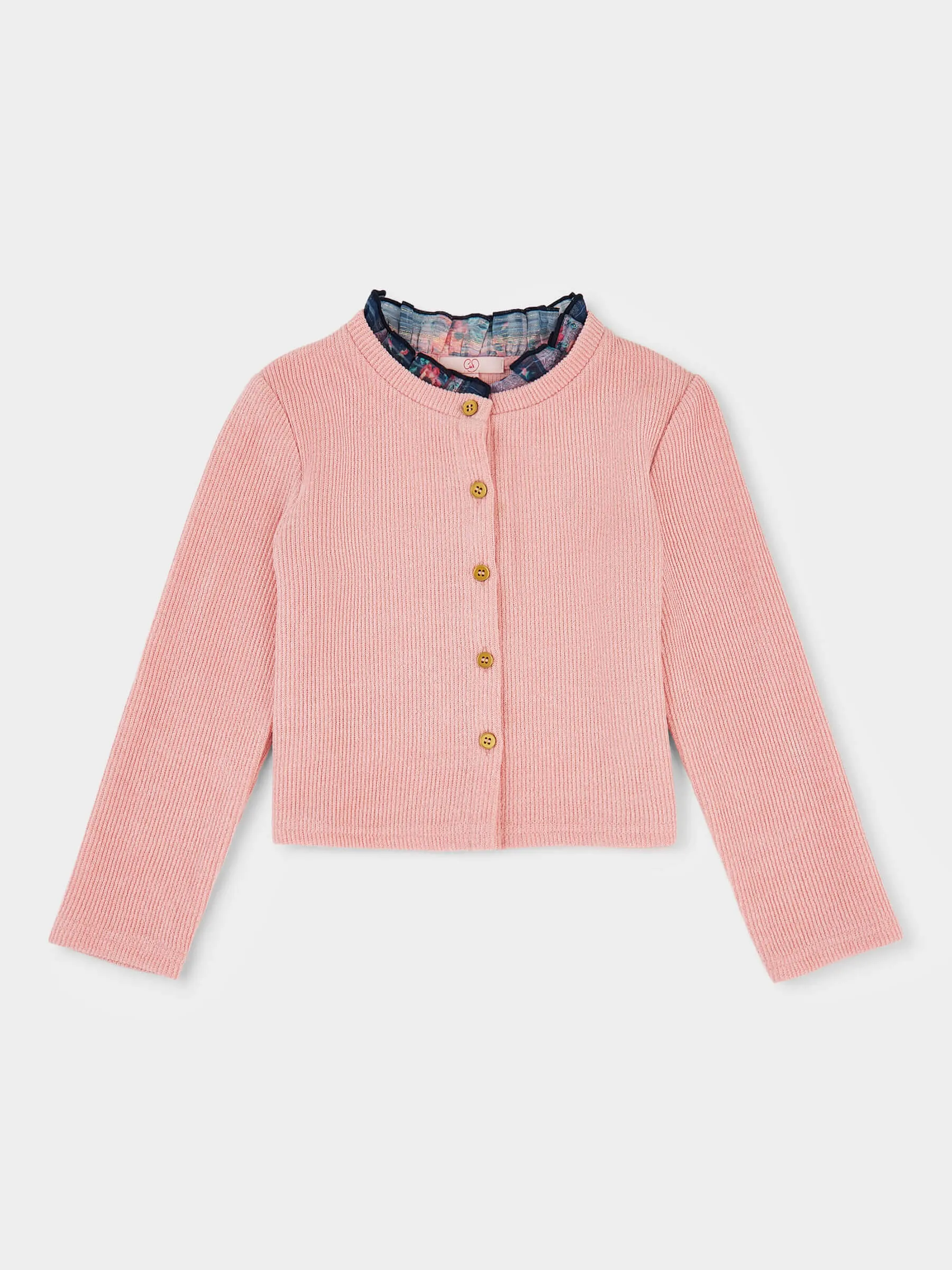 GWD Casey Fine Rib Soft Pink Cardigan