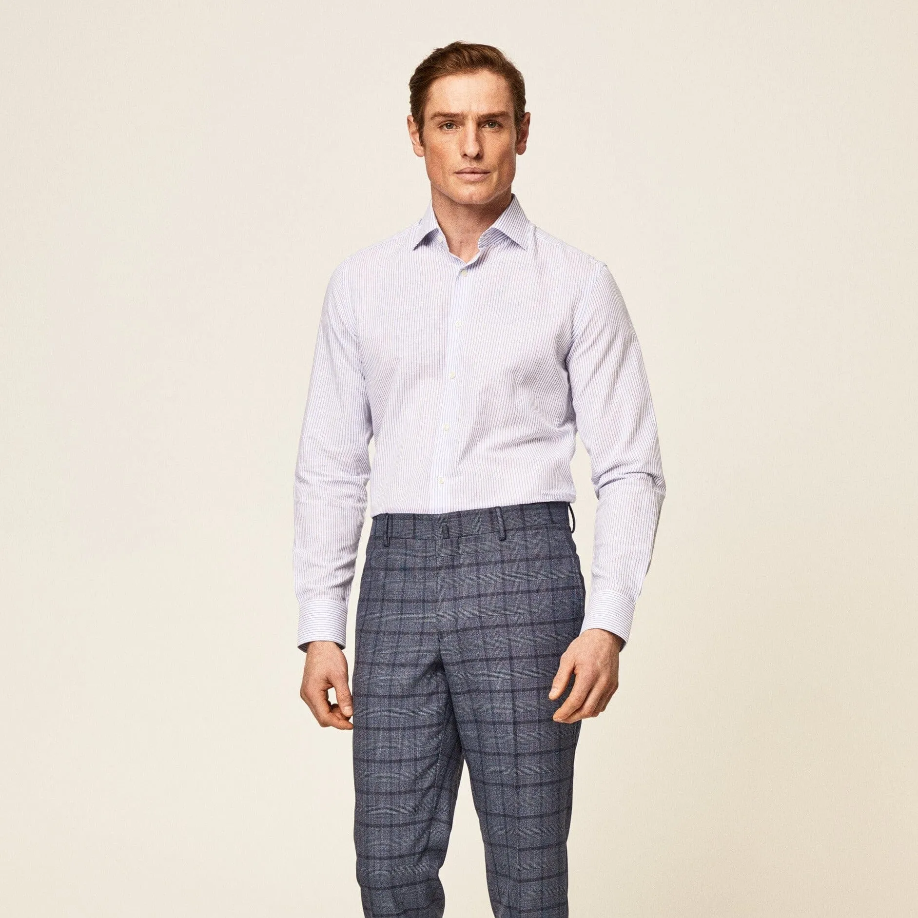 Hackett Cotton Linen Bengal Striped Shirt in White