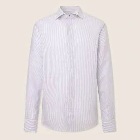 Hackett Cotton Linen Bengal Striped Shirt in White