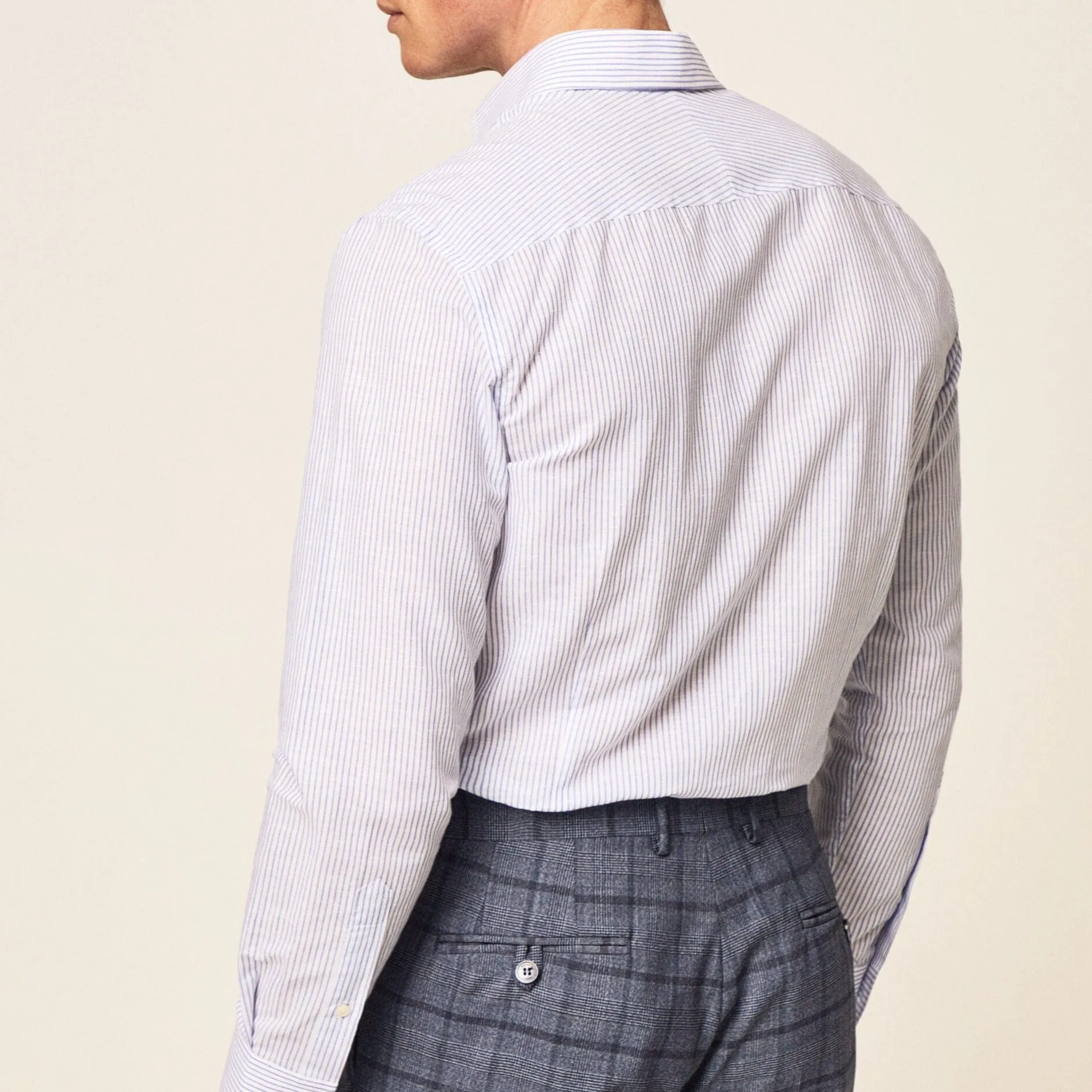 Hackett Cotton Linen Bengal Striped Shirt in White